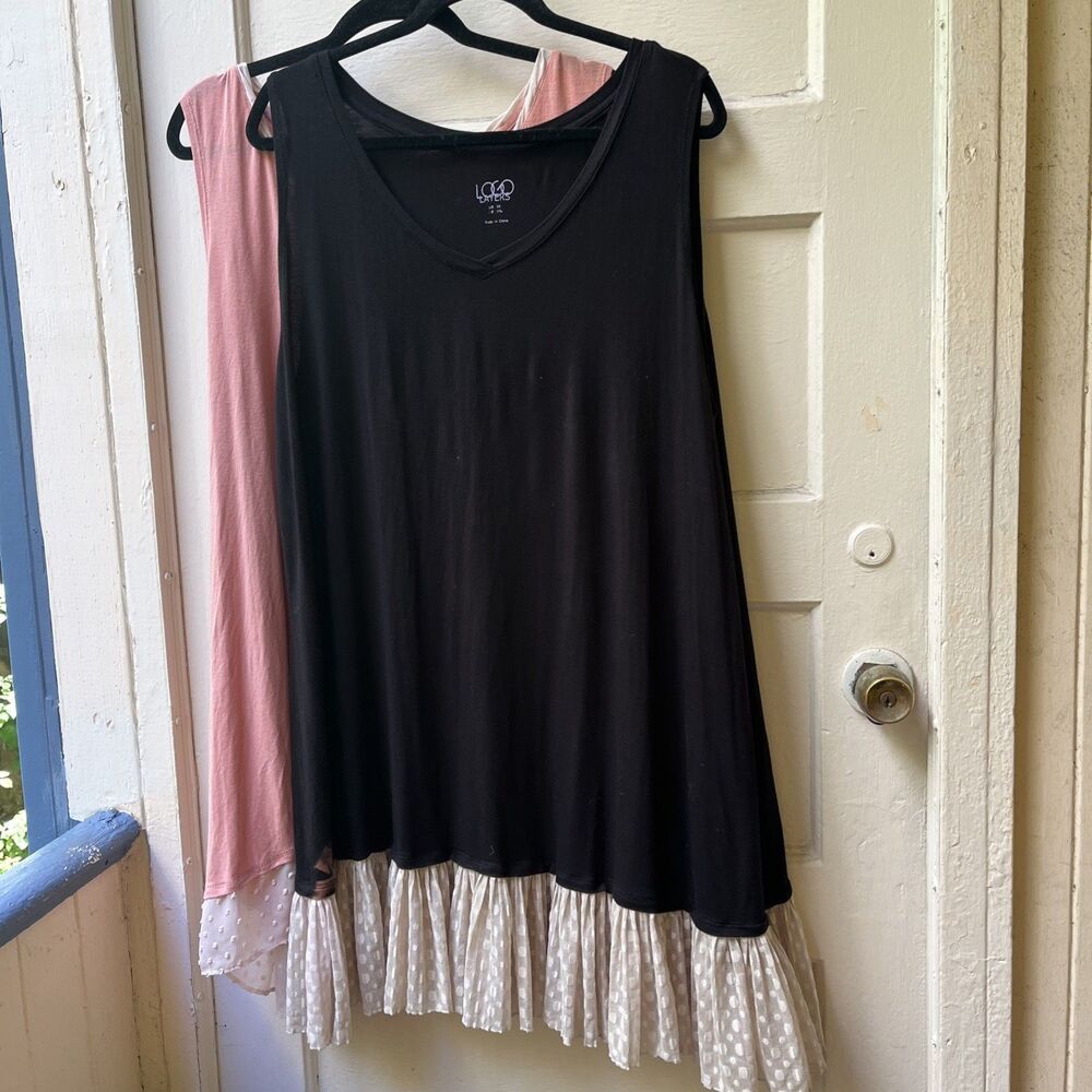 Logo Lori Goldstein Tank Dress Sz 3x Ruffled Polka Dots Dainty Party Festive Set
